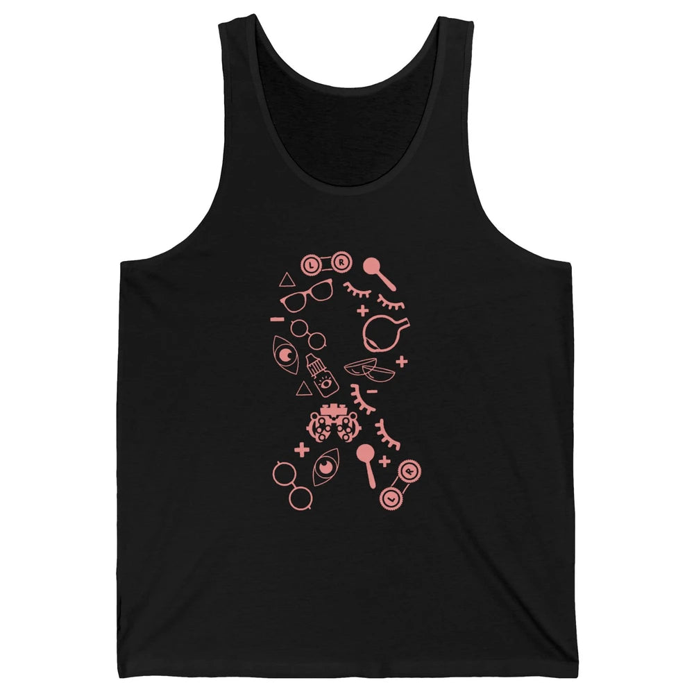Optical Symbol Pink Ribbon Breast Cancer Support Optometrist Unisex Jersey Tank