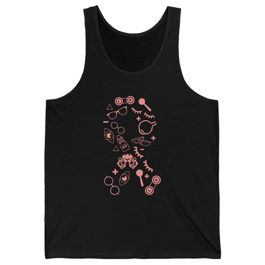 Optical Symbol Pink Ribbon Breast Cancer Support Optometrist Unisex Jersey Tank