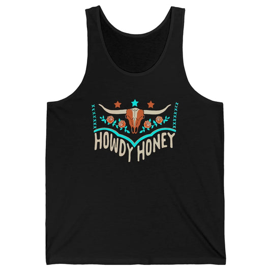 Retro Bull Skull Howdy Honey Western Country Cowboy Gift Unisex Jersey Tank