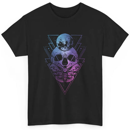 Moon Skull Wicca Crescent Lunar Moth Skeleton Halloween Goth Classic Unisex T-Shirt
