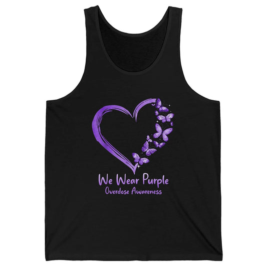 Overdose Awareness Month Love Purple Butterfly Heart Warrior Unisex Jersey Tank