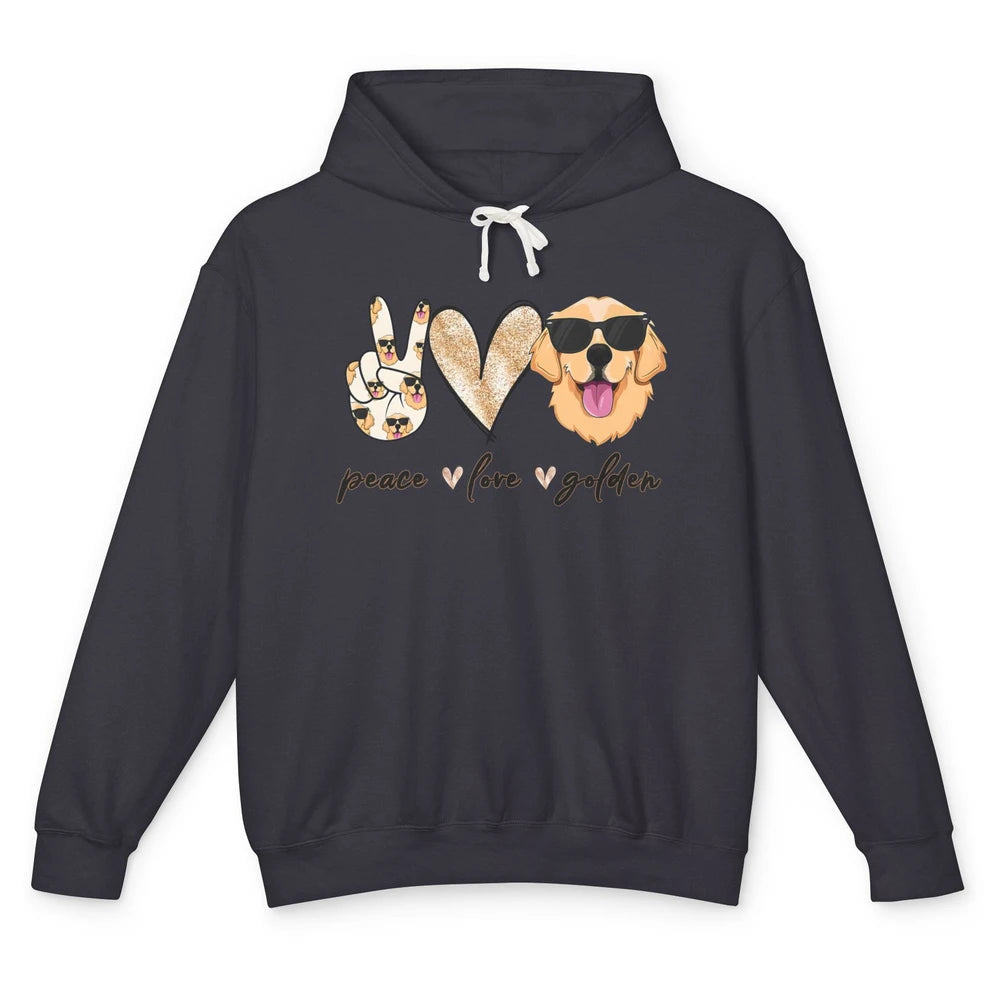 Peace Love Golden Dog Lover Golden Retriever Dad Mom Gift Unisex Lightweight Hoodie