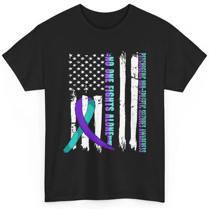 PNES Awareness Purple Teal Ribbon No One Fight Alone US Flag Classic Unisex T-Shirt