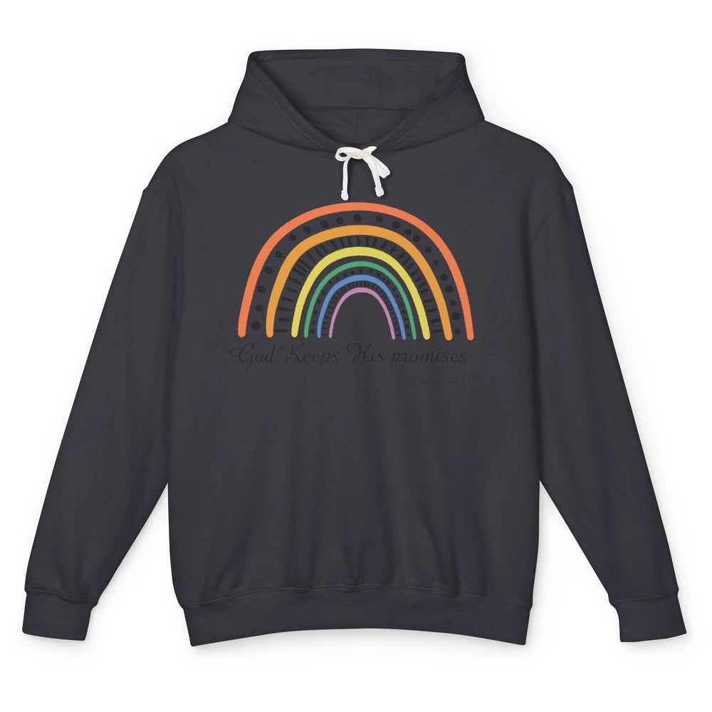 Retro Rainbow God Keeps His Promises Christian Religious Unisex Lightweight Hoodie