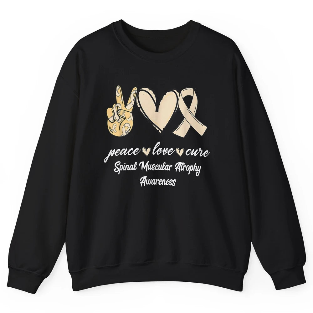 Peace Love Cure Cream Ribbon Spinal Muscular Atrophy SMA Unisex Crewneck Sweatshirt