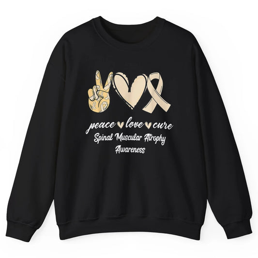 Peace Love Cure Cream Ribbon Spinal Muscular Atrophy SMA Unisex Crewneck Sweatshirt