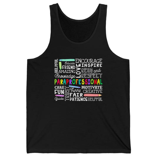 Paraprofessional Word Typography Encourage Inspire Para Life Unisex Jersey Tank