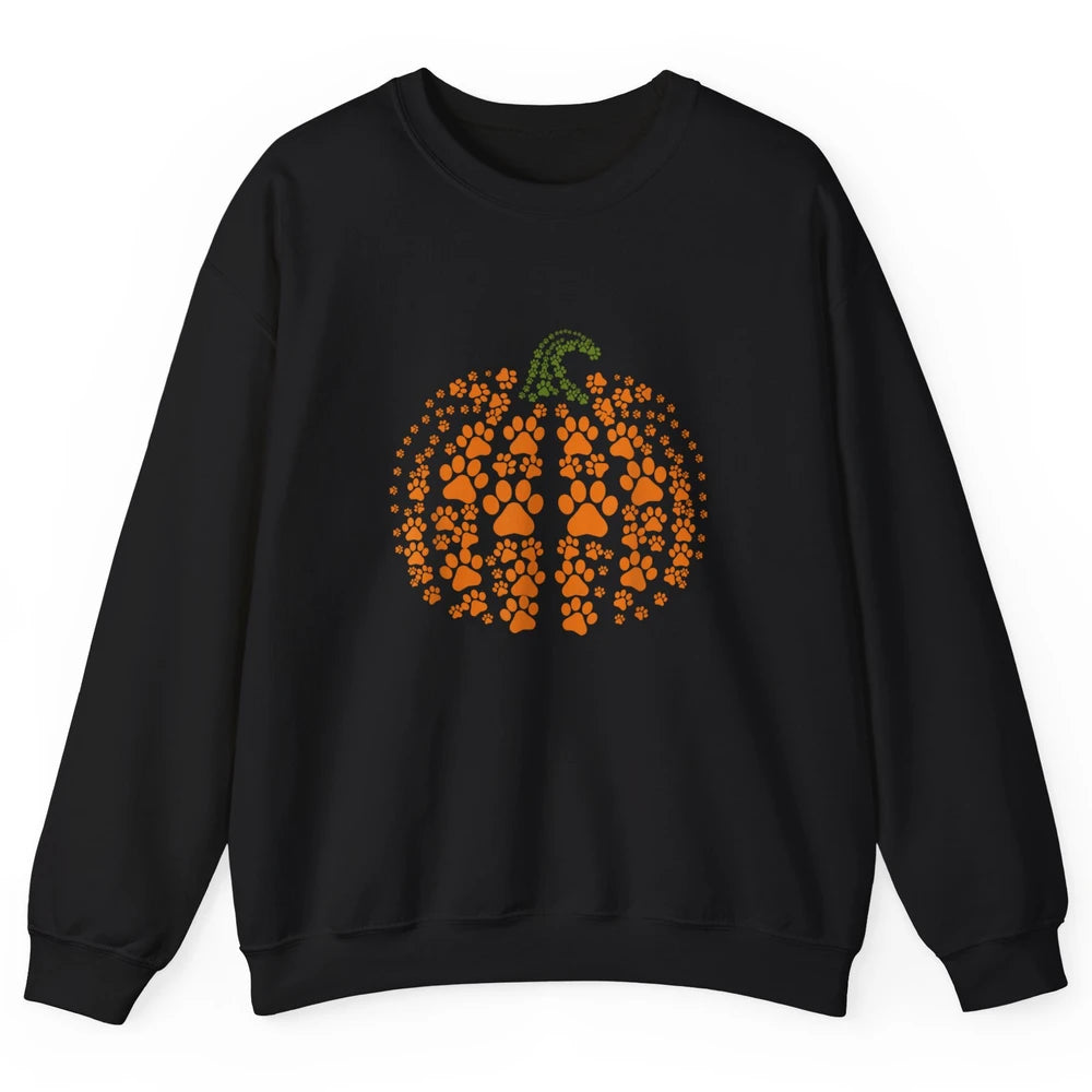 Pumpkin Dog Cat Paw Costume Happy Halloween Spooky Season Unisex Crewneck Sweatshirt