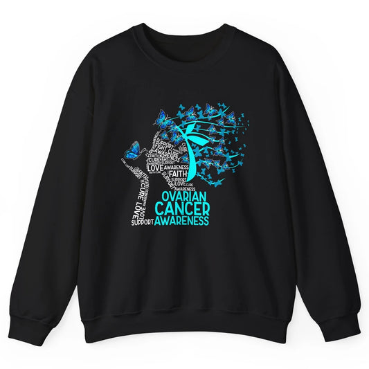 Ovarian Cancer Awareness Hope Love Cure Teal Ribbon Unisex Crewneck Sweatshirt