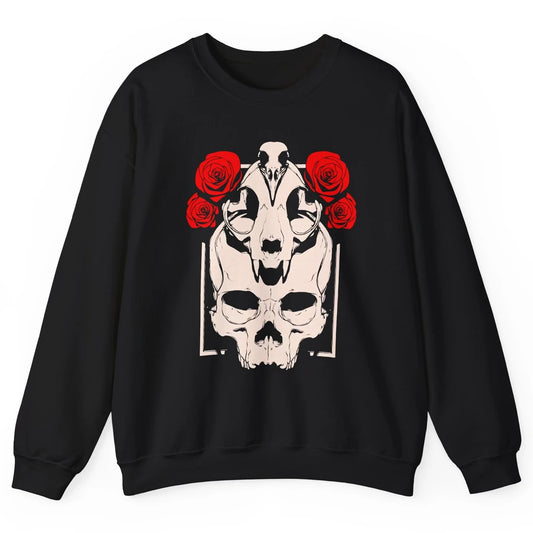 Mystical Skulls Gothic Witch Floral Grunge Magic Occult Edgy Unisex Crewneck Sweatshirt