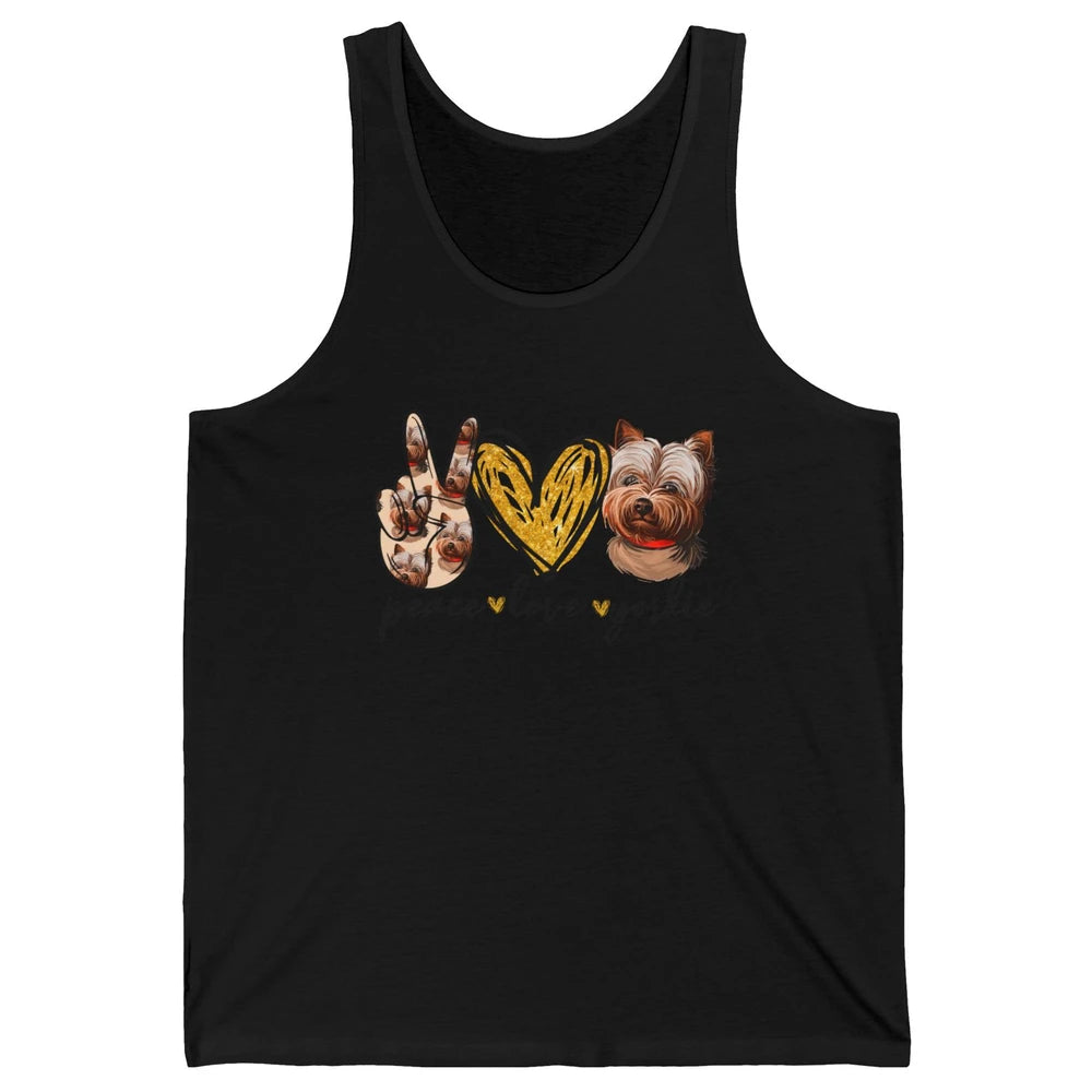 Peace Love Yorkie Dog Lovers Yorkshire Terrier Dad Mom Gift Unisex Jersey Tank