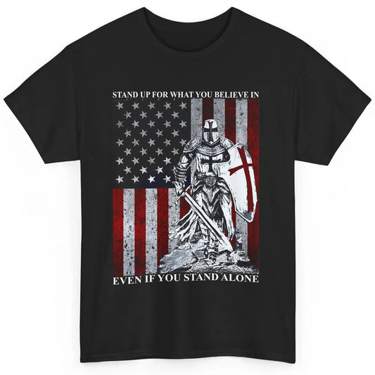 Retro Knight Templar US Flag Stand For What You Believe In Classic Unisex T-Shirt