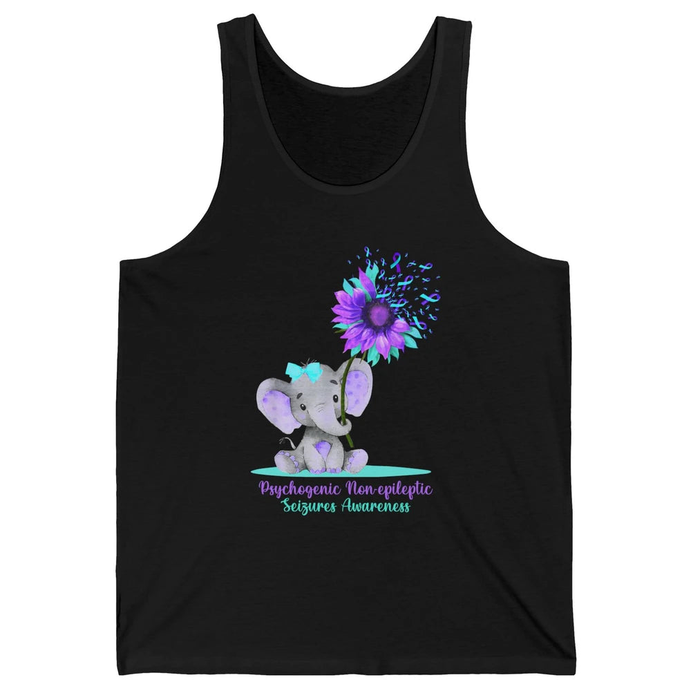 PNES Awareness Purple Teal Ribbon Sunflower Baby Elephant Unisex Jersey Tank