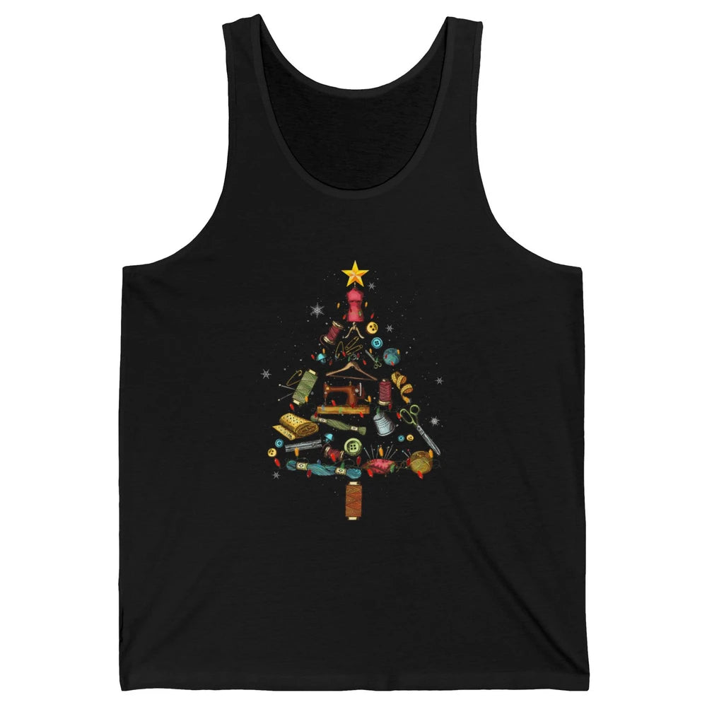 Merry Christmas Sewing Yarn Quilting Xmas Tree Sew Machine Unisex Jersey Tank
