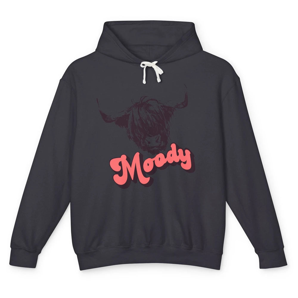 Retro Highland Heifer Moody Southern Cow Head Western Heifer Unisex Lightweight Hoodie
