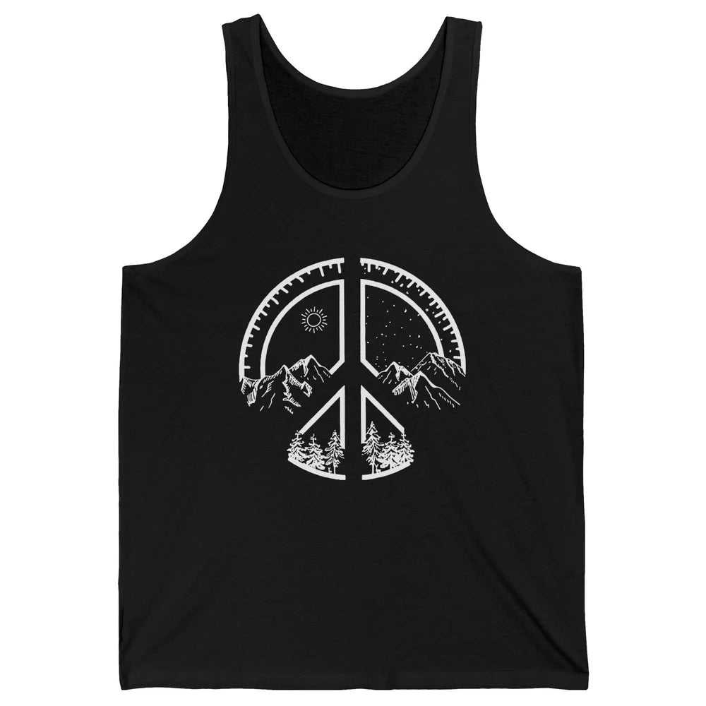 Peace Love Hiking Mountain Hikers Exploring Nature Camping Unisex Jersey Tank