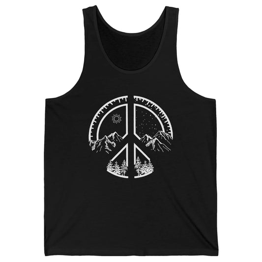 Peace Love Hiking Mountain Hikers Exploring Nature Camping Unisex Jersey Tank