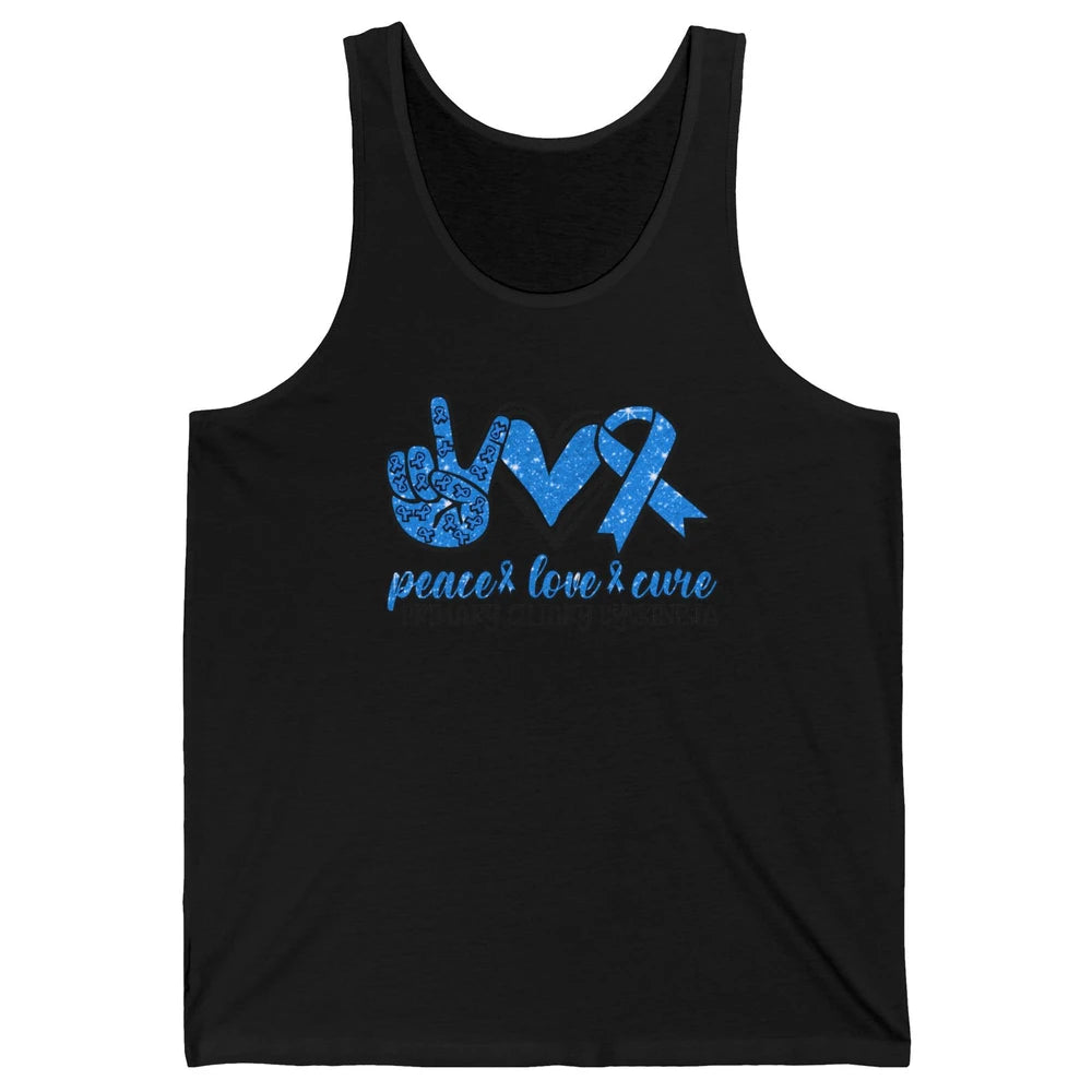 Primary Ciliary Dyskinesia Peace Love Cure Blue Ribbon Unisex Jersey Tank