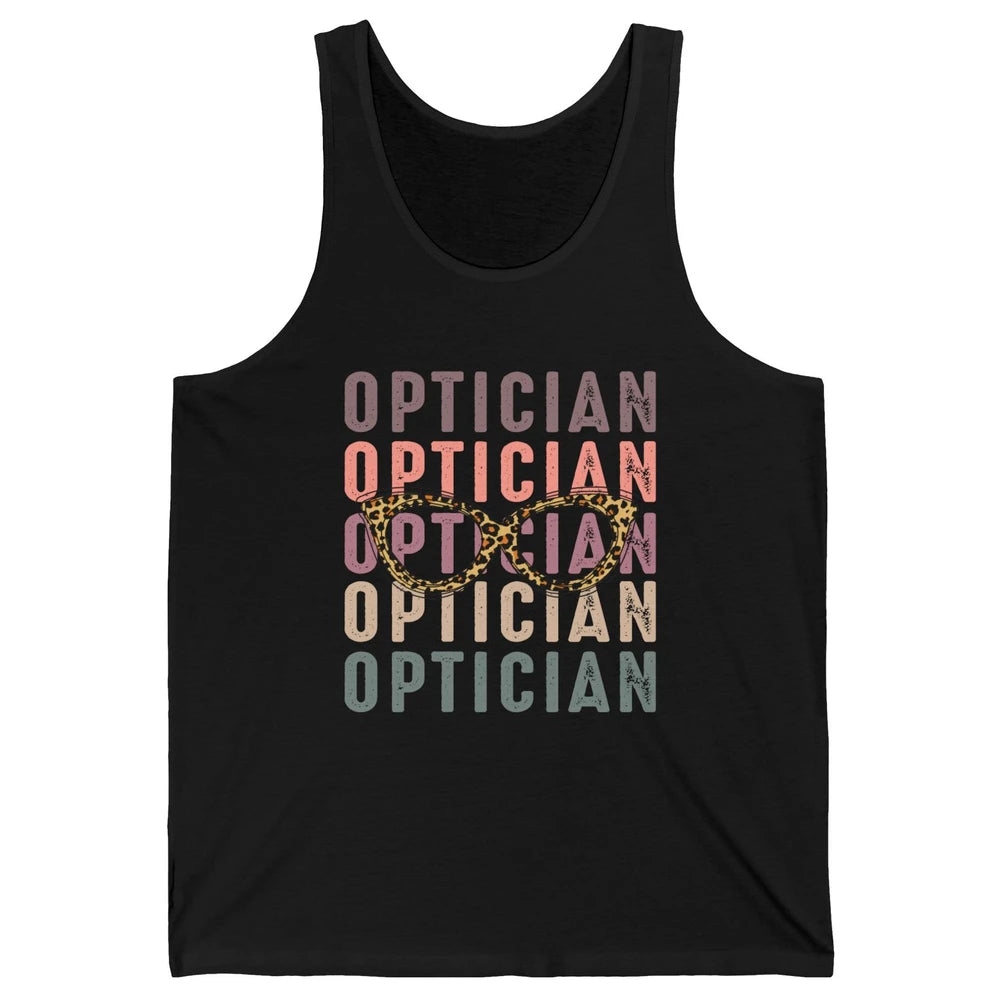 Retro Optometrist Leopard Eyeglasses Optician Ophthalmology Unisex Jersey Tank