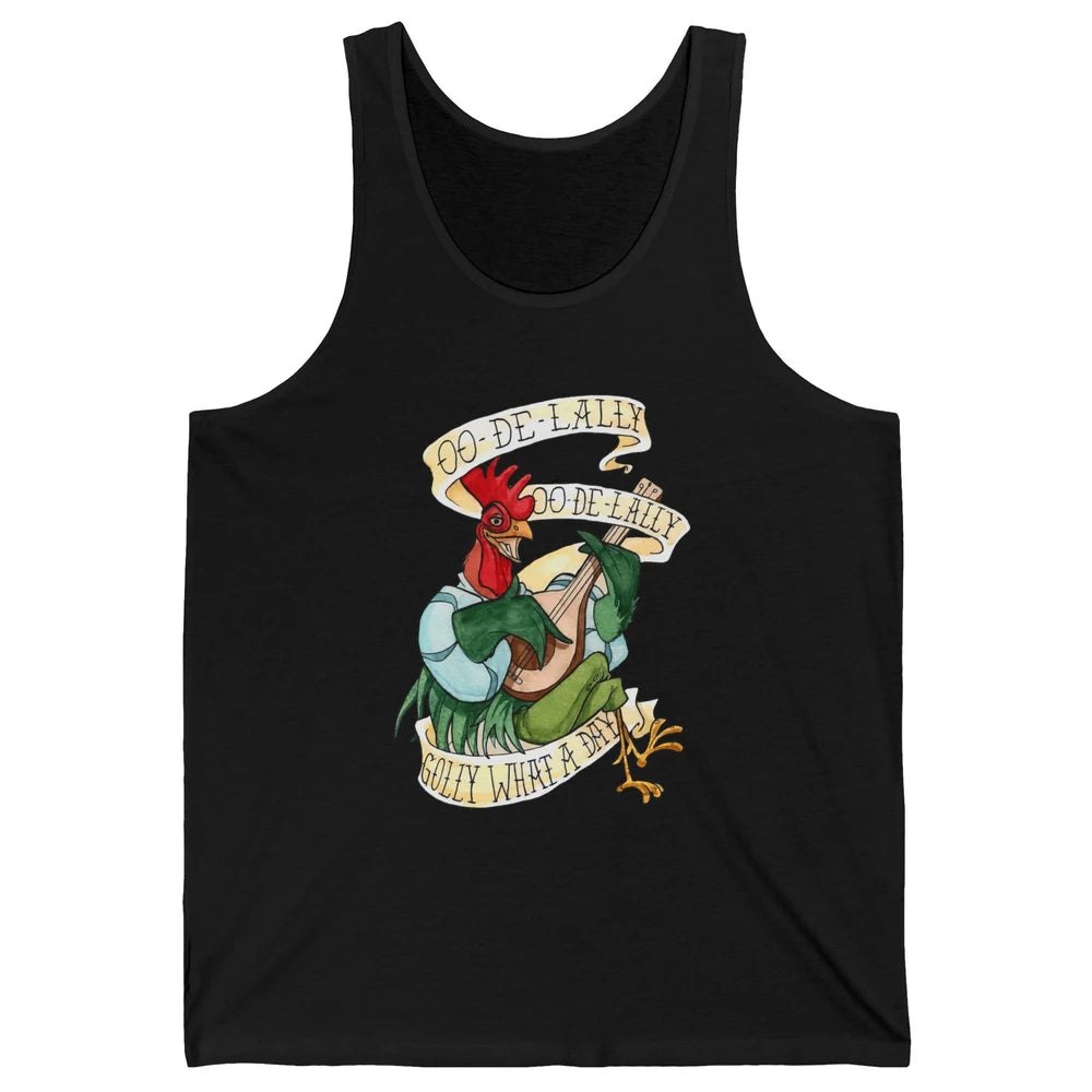 Funny Chicken Rooster Play Banjo What A Day Musician Rooster Unisex Jersey Tank