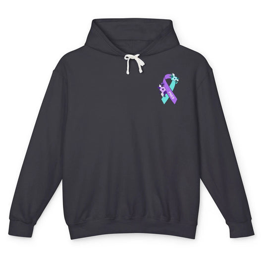 Psychogenic Non-epileptic Seizures PNES Purple Teal Ribbon Unisex Lightweight Hoodie