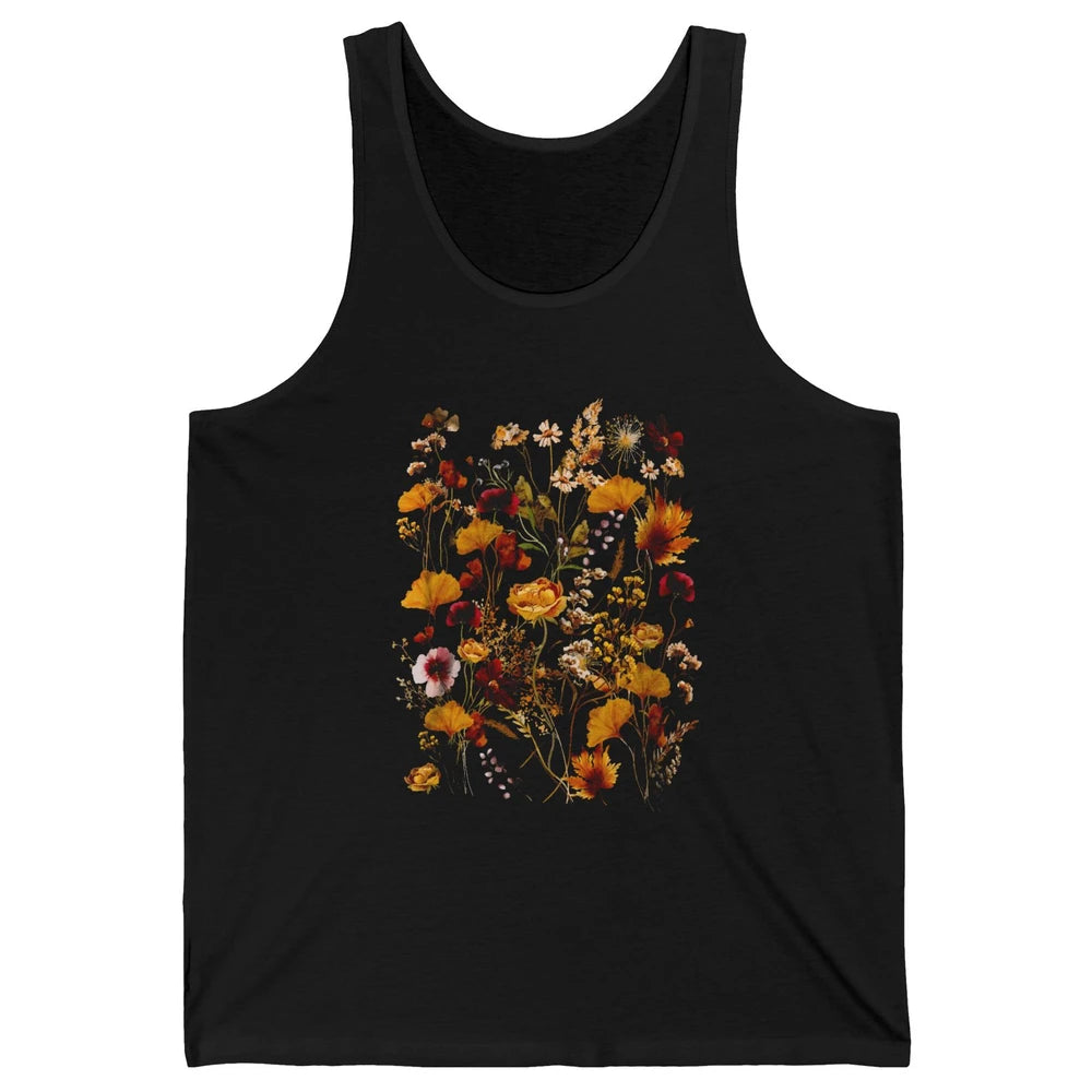 Pressed Flowers Plant Botanical Garden Wildflower Vintage Unisex Jersey Tank