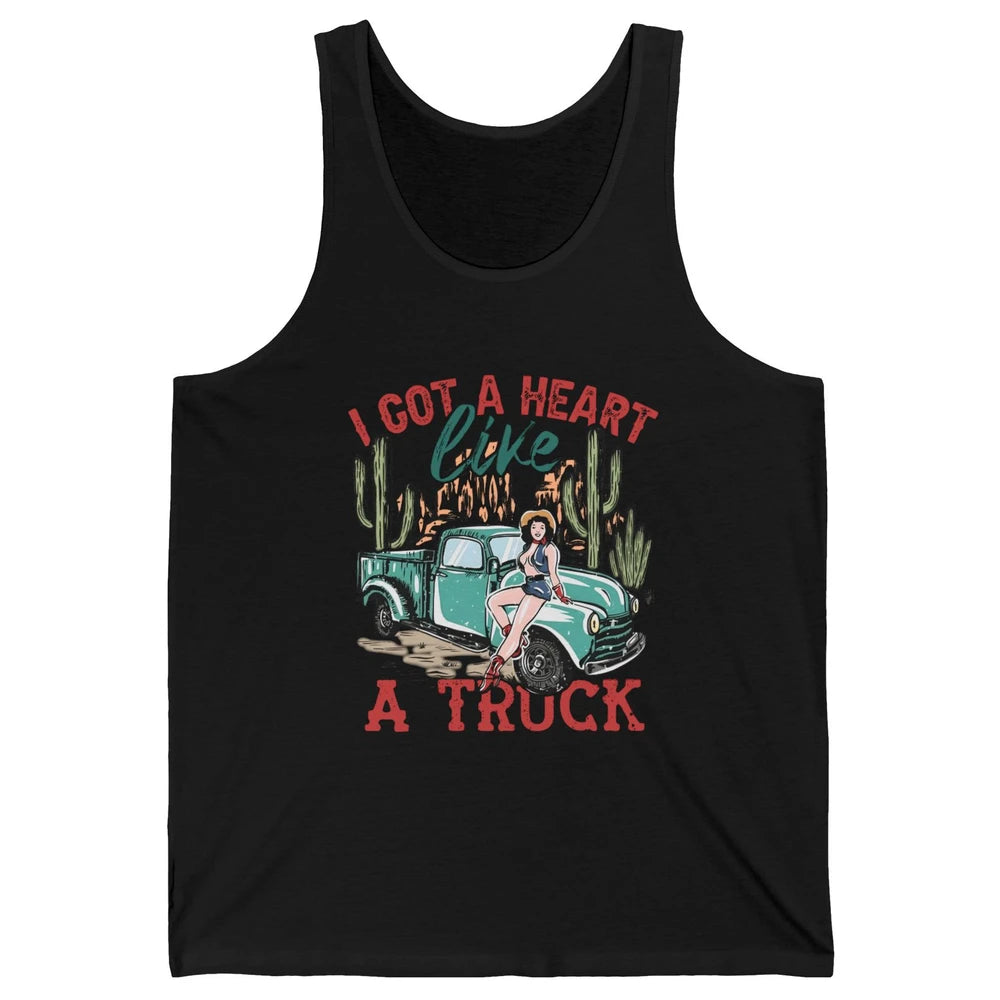 Retro Desert Cowgirl Got A Heart Like Truck Western Country Unisex Jersey Tank