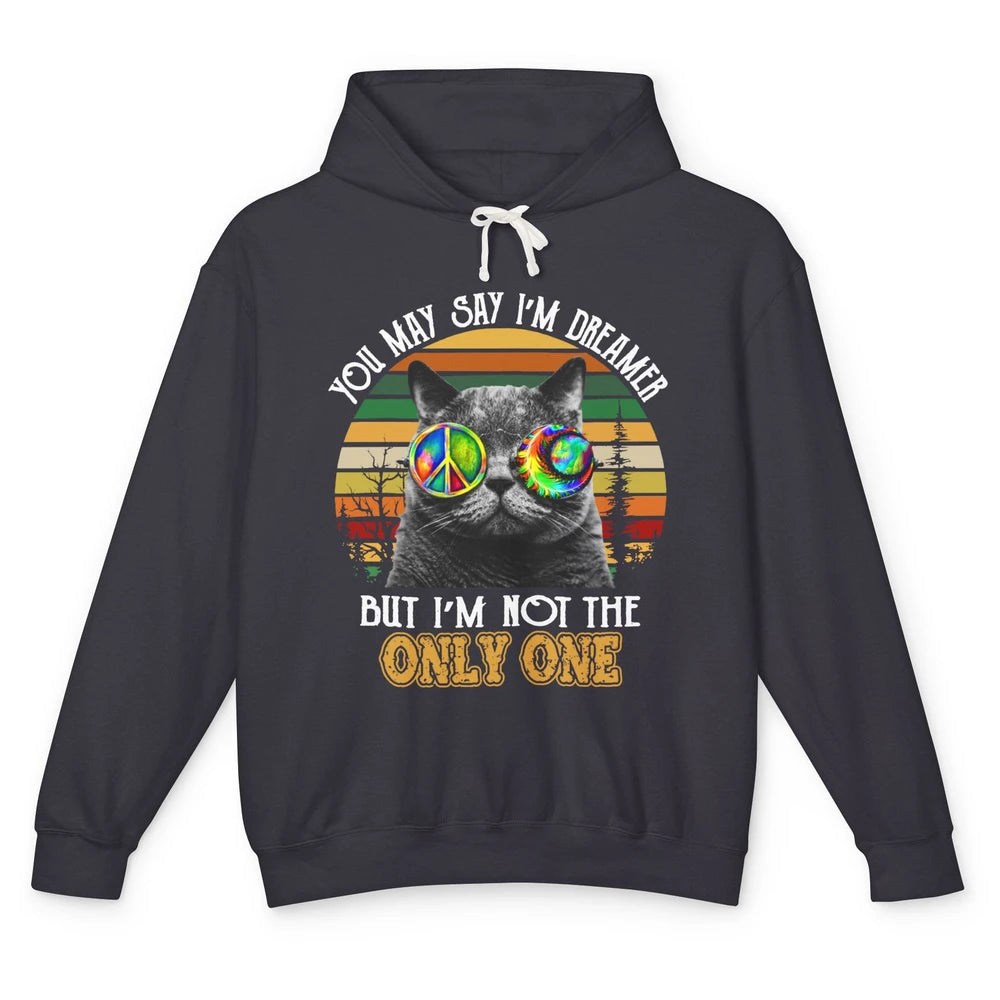 Retro Hippie Cat I'm A Dreamer Peace Lovers Hippie Soul Gift Unisex Lightweight Hoodie