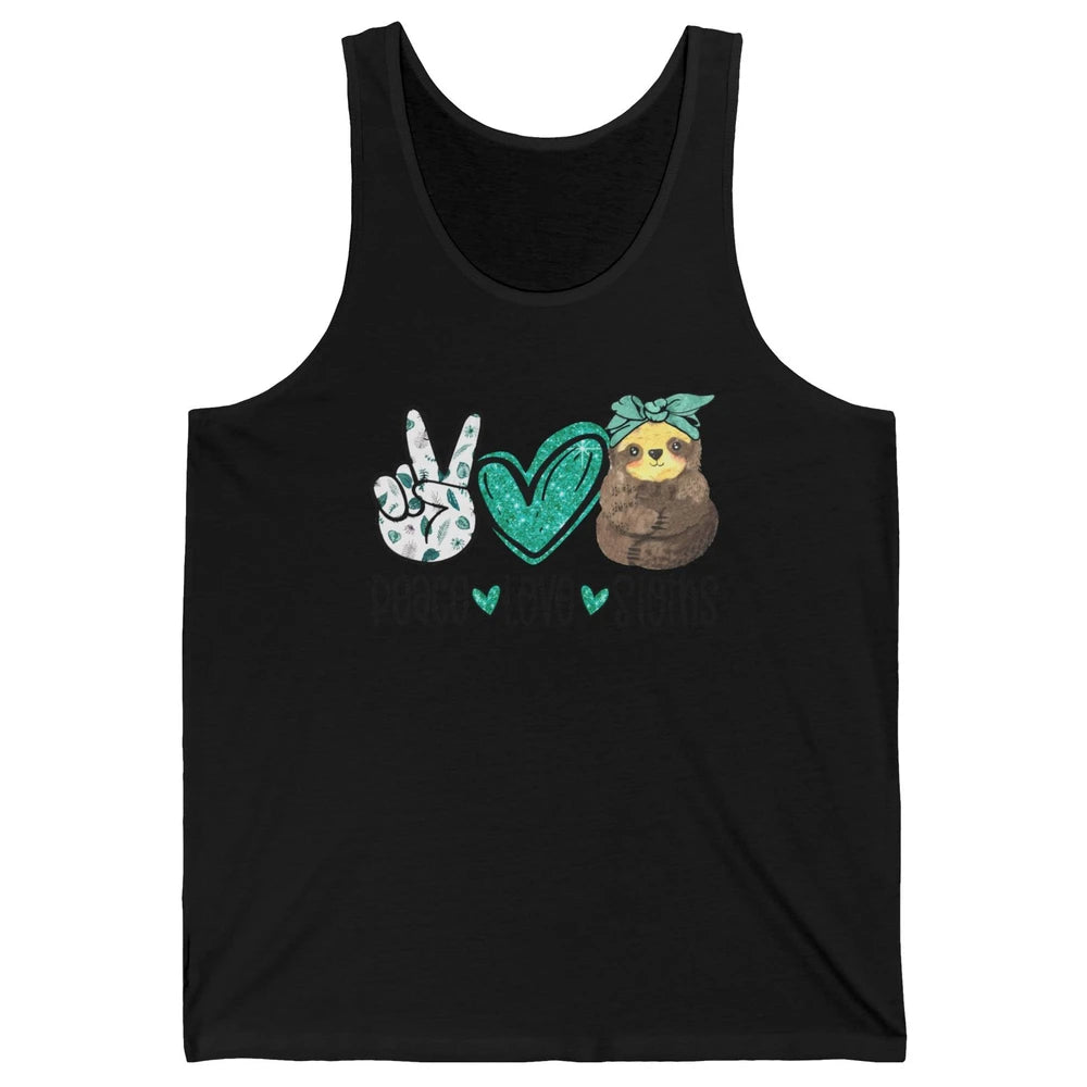 Peace Love Sloths Cute Baby Sloth With Bandana Sloth Lovers Unisex Jersey Tank