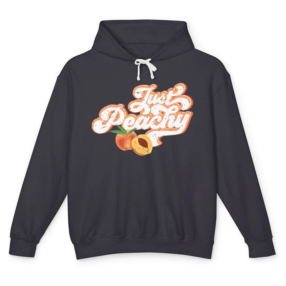 Retro Just Peachy Retro 70s Georgia Peaches Summer Fruit Unisex Lightweight Hoodie