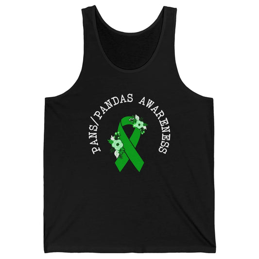 PANS/PANDAS Awareness Floral Green Ribbon Pans Disease Unisex Jersey Tank