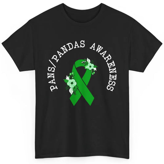 PANS/PANDAS Awareness Floral Green Ribbon Pans Disease Classic Unisex T-Shirt