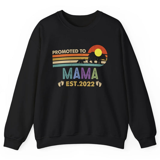 Retro Mama Bear Promoted To Mama Est 2022 First Mothers Day Unisex Crewneck Sweatshirt