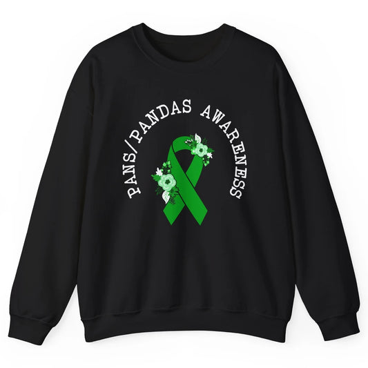 PANS/PANDAS Awareness Floral Green Ribbon Pans Disease Unisex Crewneck Sweatshirt