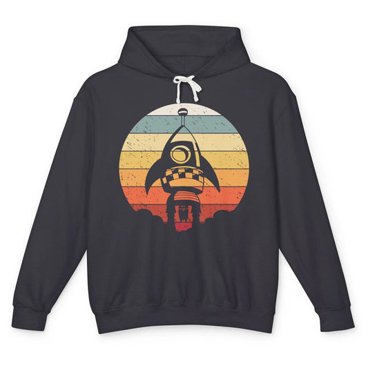 Retro Astronaut Spaceship Spacecraft Spaceman Rocket Launch Unisex Lightweight Hoodie