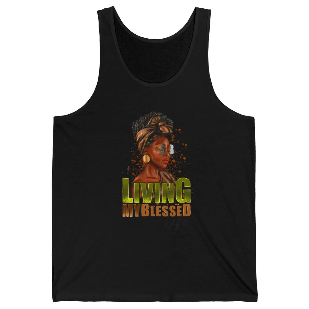 Afro Black Queen Living My Blessed Life Christian Queen Unisex Jersey Tank