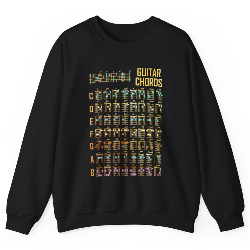 Music Art Guitar Chords Retro Guitarist Play Guitar Musician Unisex Crewneck Sweatshirt
