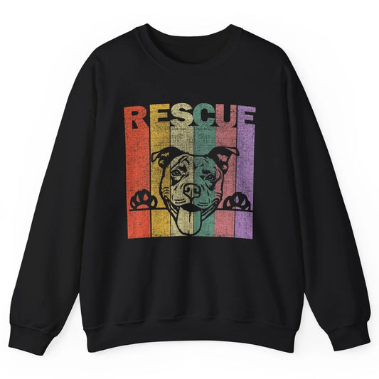Rescue Dog Pitbull Puppy Adopt Vintage Funny Pet Rescuer Mom Unisex Crewneck Sweatshirt