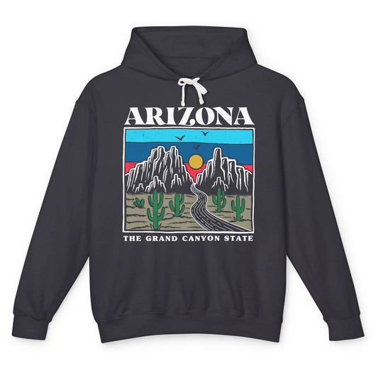 Retro Arizona Cactus Mountain The Grand Canyon State Hiking Unisex Lightweight Hoodie