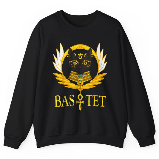 Retro Ancient Egyptian Cat Egypt Goddess Bastet Wings Horus Unisex Crewneck Sweatshirt