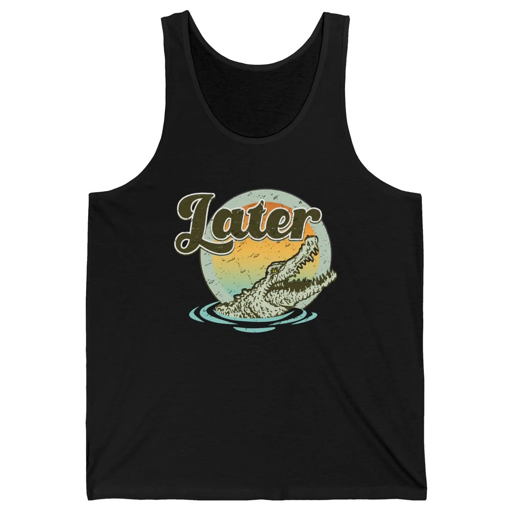 Retro Crocodile Later Take Sunset Nature Lazy Crocodile Gift Unisex Jersey Tank