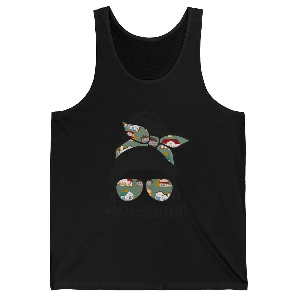 Real Estate Wife Life Messy Bun Mom Realtor Women Close Deal Unisex Jersey Tank