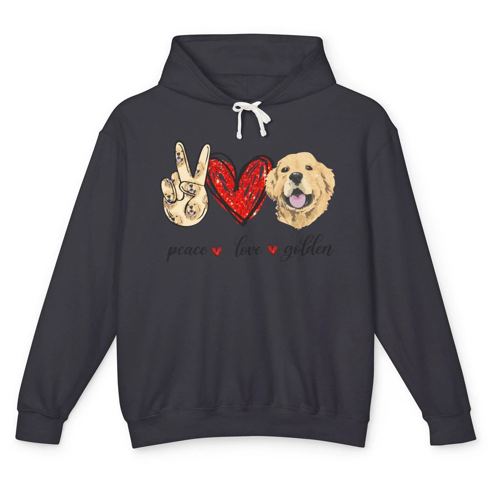 Peace Love Golden Dog Lover Golden Retriever Dad Mom Gift Unisex Lightweight Hoodie