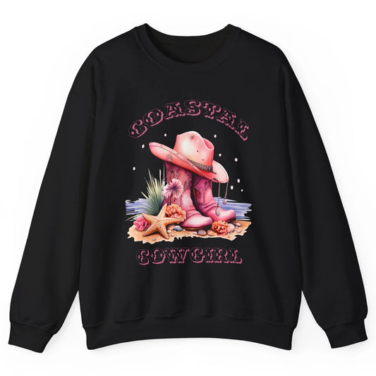 Retro Cowgirl Boots Coastal Cowgirl Western Country Beach Unisex Crewneck Sweatshirt