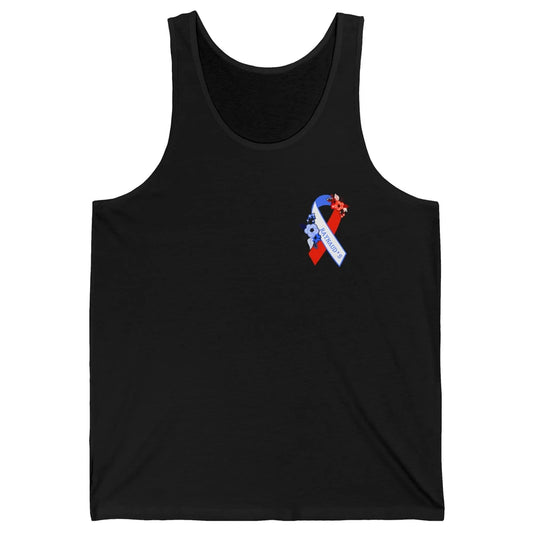 Raynaud's Syndrome Awareness Support Floral Red Blue Ribbon Unisex Jersey Tank