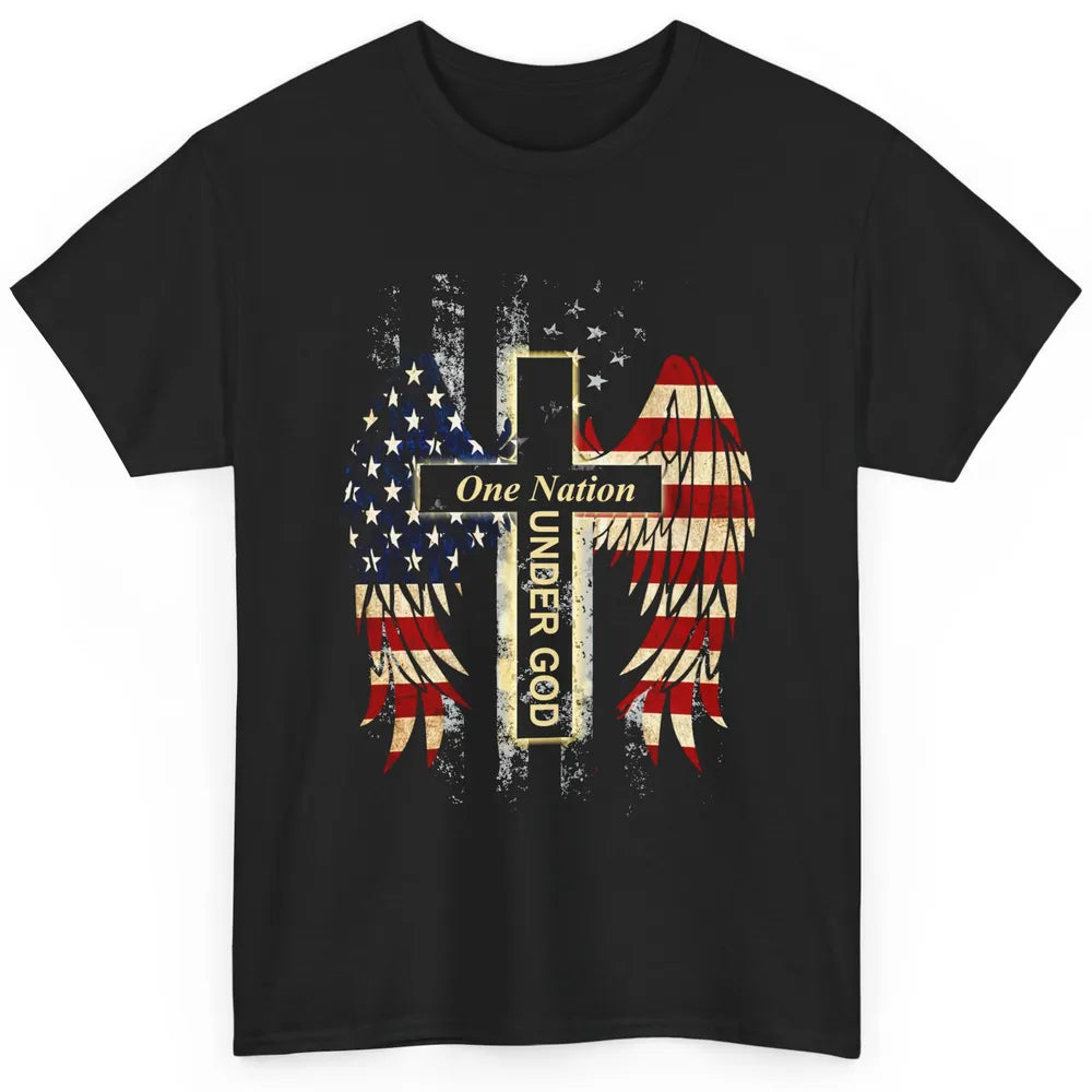 Patriotic One Nation Under God American Flag Faith Cross Classic Unisex T-Shirt