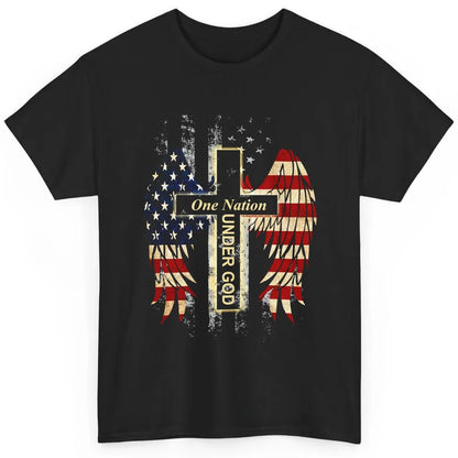 Patriotic One Nation Under God American Flag Faith Cross Classic Unisex T-Shirt