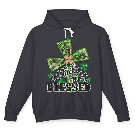 Not Lucky Just Blessed Patrick's Day Christian Faith Clovers Unisex Lightweight Hoodie