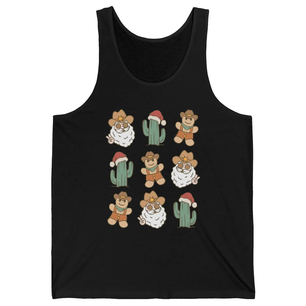 Cowboy Santa Gingerbread Desert Cactus Western Country Xmas Unisex Jersey Tank