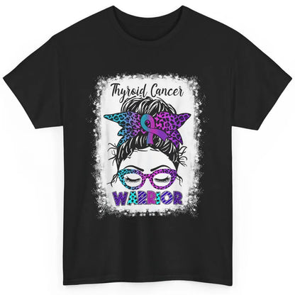 Messy Hair Woman Leopard Warrior Thyroid Cancer Awareness Classic Unisex T-Shirt